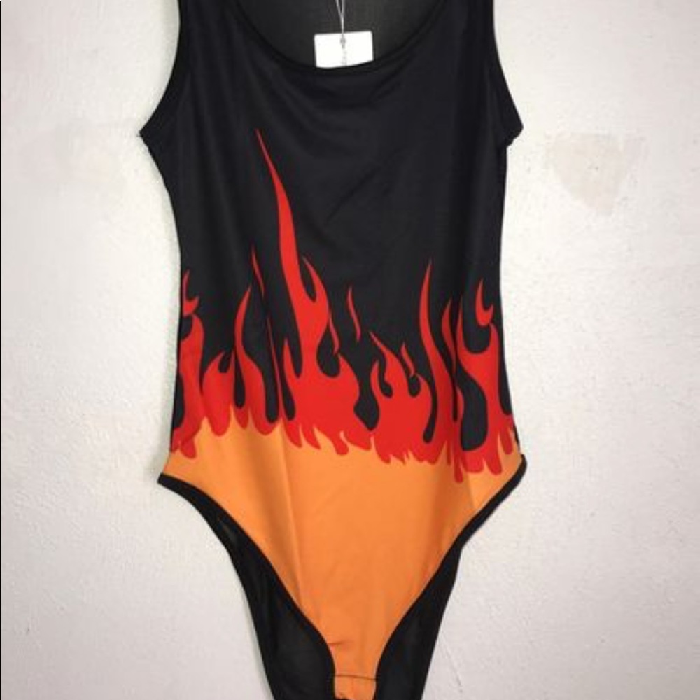 Flame Mesh Back Bodysuit